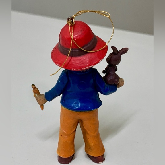 Vintage Miniature Resin Composite Boy w/ Rabbit & Carrot Figurine Ornament - Picture 6 of 10